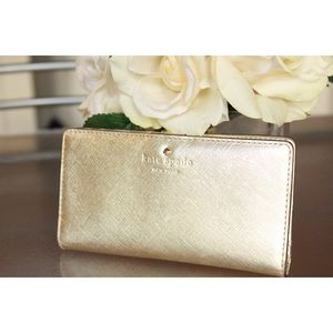 Kate Spade Stacy Leather Wallet Champagne Gold